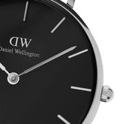 Daniel Wellington Petite Sterling Black Dial Silver Mesh Bracelet Watch For Women - DW00100218