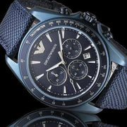 Emporio Armani Sportivo Chronograph Blue Dial Blue Nylon Strap Watch for Men - AR6132
