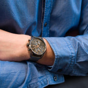 Hugo Boss Skymaster Chronograph Grey Dial Grey Mesh Bracelet Watch for Men - 1513837