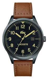 Lacoste Continental Black Dial Brown Leather Strap Watch for Men - 2011021