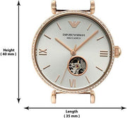 Emporio Armani Meccannico Gianni T-Bar Analog White Dial Two Tone Steel Strap Watch For Women - AR60019
