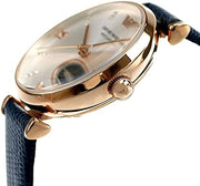 Emporio Armani Meccanico Gianni T-Bar Silver Dial Blue Leather Strap Watch For Women - AR60020