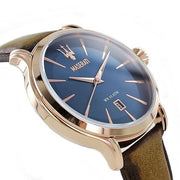Maserati Epoca Blue Dial Brown Leather Strap Watch For Men - R8851118001