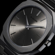 D1 Milano Ultra Thin Re-Gun Black Dial Gray Steel Strap Watch for Men - D1-UTBJ41