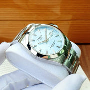 Tissot Gentleman Powermatic 80 Silicium Ice Blue Silver Steel Strap Watch For Men - T127.407.11.351.00