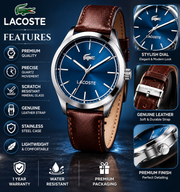 Lacoste Edmonton Blue Dial Brown Leather Strap Watch for Men - 2010889