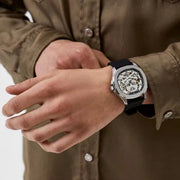 Philipp Plein High-Conic Automatic Silver Dial Black Silicone Strap Watch For Men- PWRAA0123