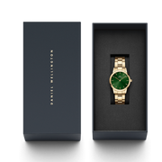 Daniel Wellington Iconic Link Emerald Green Dial Rose Gold Steel Strap Watch For Women - DW00100419