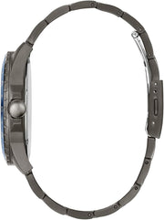 Guess Odyssey Quartz Blue Dial Gunmetal Steel Strap Watch For Men - W1107G5
