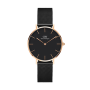 Daniel Wellington Classic Petite Cornwall Black Dial Black NATO Strap Watch For Women - DW00100215