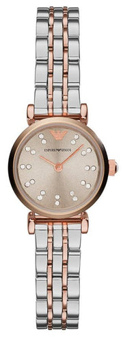 Emporio Armani Gianni T Bar Grey Dial Two Tone Steel Strap Watch For Women - AR1841