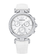 Swarovski Era Journey Silver Dial White Leather Strap Watch for Women - 5295346