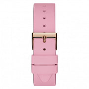 Guess Solar Rose Gold Dial Pink Rubber Strap Watch For Women - W1135L2