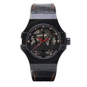 Maserati Potenza Automatic Black Dial Black Leather Strap Watch For Men - R8821108008