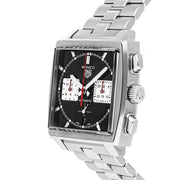 Tag Heuer Monaco Automatic Chronograph Black Dial Silver Steel Strap Watch for Men - CBL2113.BA0644