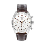 Tag Heuer Carrera Chronograph White Dial Brown Leather Strap Watch for Men - CBN2013.FC6483