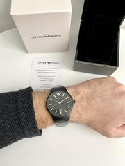 Emporio Armani Renato Black Dial Black Steel Strap Watch for Men - AR11184