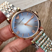 Emporio Armani Gianni T Bar Grey Dial Two Tone Steel Strap Watch For Women - AR1725