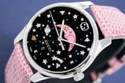 Gucci G-Timeless Moonphase Black Dial Pink Leather Strap Watch For Women - YA1264046