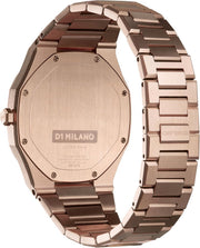 D1 Milano Ultra Thin Black Dial Gold Steel Strap Watch for Men - D1-UTBJ42