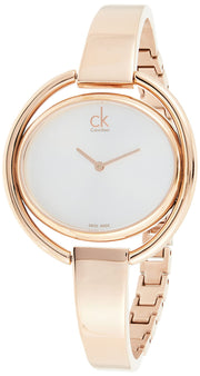 Calvin Klein Impetuos Silver Dial Rose Gold Steel Strap Watch for Women - K4F2N616