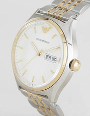 Emporio Armani Cream Dial Two Tone Steel Strap Watch For Men - AR11034