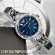 Emporio Armani Chiara Blue Dial Blue Leather Strap Watch for Women - AR7330