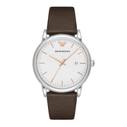 Emporio Armani Herren White Dial Brown Leather Strap Watch For Men - AR11103