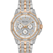 Bulova Octova Crystal Silver Dial Two Tone Steel Strap Watch for Men - 98C133