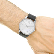 Calvin Klein City White Dial Black Leather Strap Watch for Men - K2G2G1CD