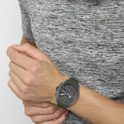 Hugo Boss Volane Chronograph Grey Dial Green Silicone Strap Watch For Men - 1513952