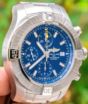 Breitling Avenger Chronograph 45mm Blue Dial Silver Steel Strap Watch for Men - A13317101C1A1