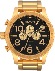 Nixon 51-30 Chrono Black Dial Gold Steel Strap Watch for Men - A083-510