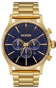 Nixon Sentry Chrono Blue Dial Gold Steel Strap Watch for Men - A386-1922