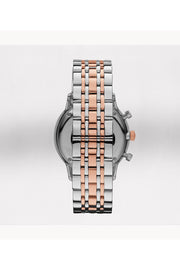 Emporio Armani Chronograph White Dial Two Tone Steel Strap Watch For Men - AR0399