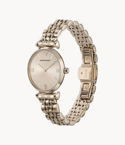 Emporio Armani T-Bar Gianni Rose Gold Dial Rose Gold Steel Strap Watch For Women - AR11059