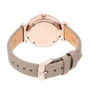 Emporio Armani Gianni T-Bar Silver Dial Beige Leather Strap Watch for Women - AR11111