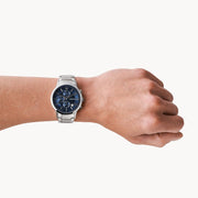 Emporio Armani Renato Chronograph Blue Dial Silver Steel Strap Watch For Men - AR11164