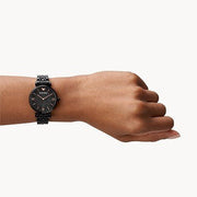 Emporio Armani Gianni T Bar Black Dial Black Steel Strap Watch For Women - AR11245