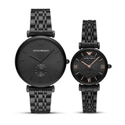 Emporio Armani Gianni T Bar Black Dial Black Steel Strap Watch For Women - AR11245