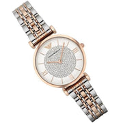 Emporio Armani Gianni T Bar White Dial Two Tone Steel Strap Watch For Women - AR80035