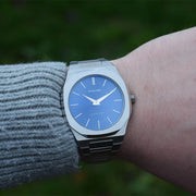 D1 Milano Ultra Thin Blue Dial Silver Steel Watch for Men - D1-UTBJ03