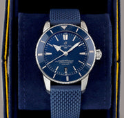Breitling Superocean Heritage II B20 44mm Blue Dial Blue Rubber Strap Mens Watch - AB2030161C1S1