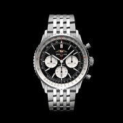 Breitling Navitimer B01 Chronograph 43 Black Dial Silver Steel Strap Watch for Men - AB0138211B1A1