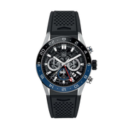Tag Heuer Carrera Automatic Chronograph Steel & Ceramic Black Dial Black Rubber Strap Watch for Men - CBG2A1Z.FT6157