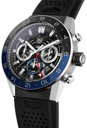 Tag Heuer Carrera Automatic Chronograph Steel & Ceramic Black Dial Black Rubber Strap Watch for Men - CBG2A1Z.FT6157