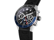 Tag Heuer Carrera Automatic Chronograph Steel & Ceramic Black Dial Black Rubber Strap Watch for Men - CBG2A1Z.FT6157