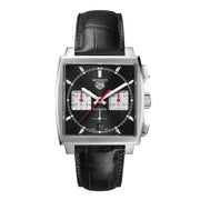 Tag Heuer Monaco Automatic Chronograph Black Dial Black Leather Strap Watch for Men - CBL2113.FC6177