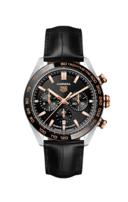 Tag Heuer Carrera Chronograph Black Dial Black Leather Strap Watch for Men - CBN2A5A.FC6481