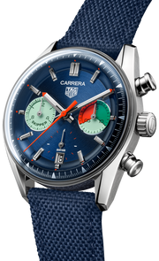 Tag Heuer Carrera Skipper Automatic Chronograph Blue Dial Blue Nylon Strap Watch for Men - CBS2213.FN6002